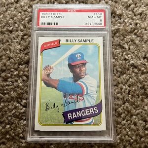 1980 Topps Billy Sample #458 PSA 8 Black Demon signed